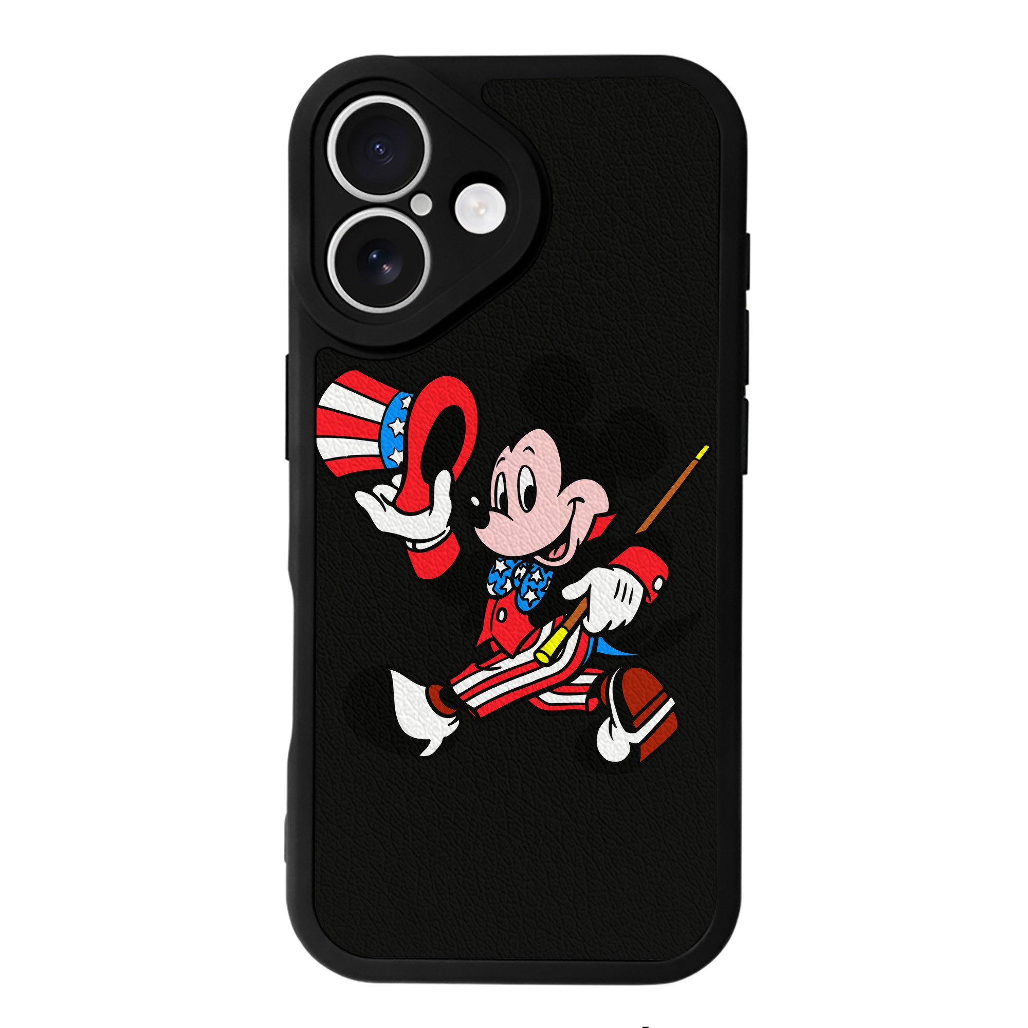 （画像用） ミッキーマウス Mickey Mouse 【iPhone 16シリーズ対応】シリコンスマホケース（レザー調） 材質：シリコン